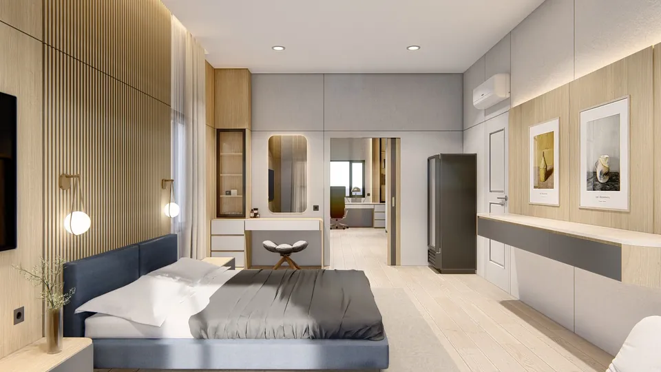 Render 7 dari 8 — JA House, Cemara Asri, Medan — proyek residensial WE Arsitek
