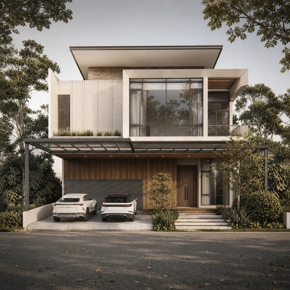 Render 1 dari 50 — OEI House, Medan — proyek residensial WE Arsitek