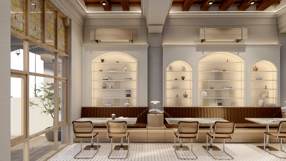 Render 16 dari 16 — VCO Coffee, Medan — proyek komersial WE Arsitek